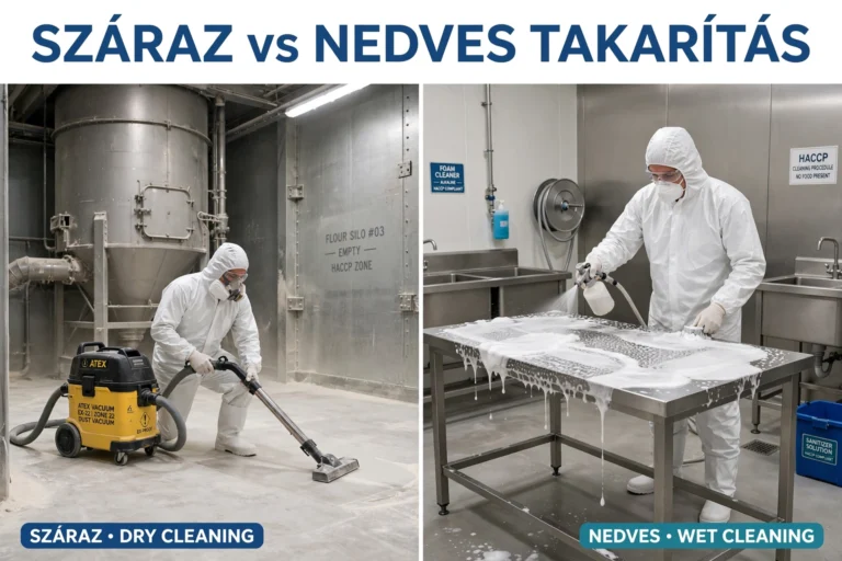 Read more about the article Száraz vs. nedves takarítás az élelmiszeriparban: Melyiket válasszuk és mikor?